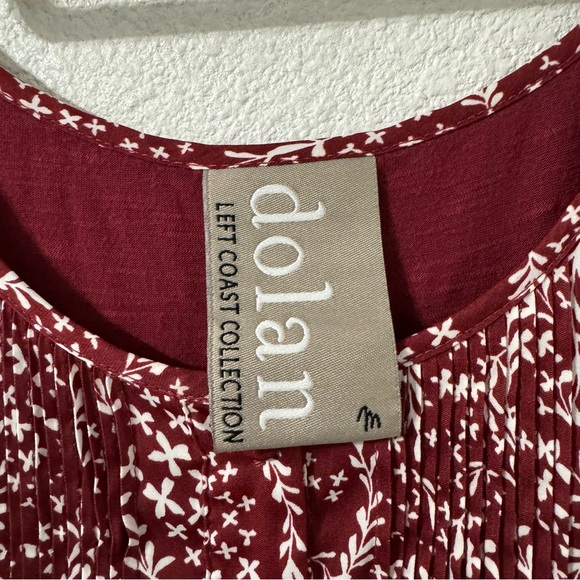 Anthropologie Dolan Left Coast Jules Tank Medium Burgundy Floral Pintuck Boho - Picture 2 of 6